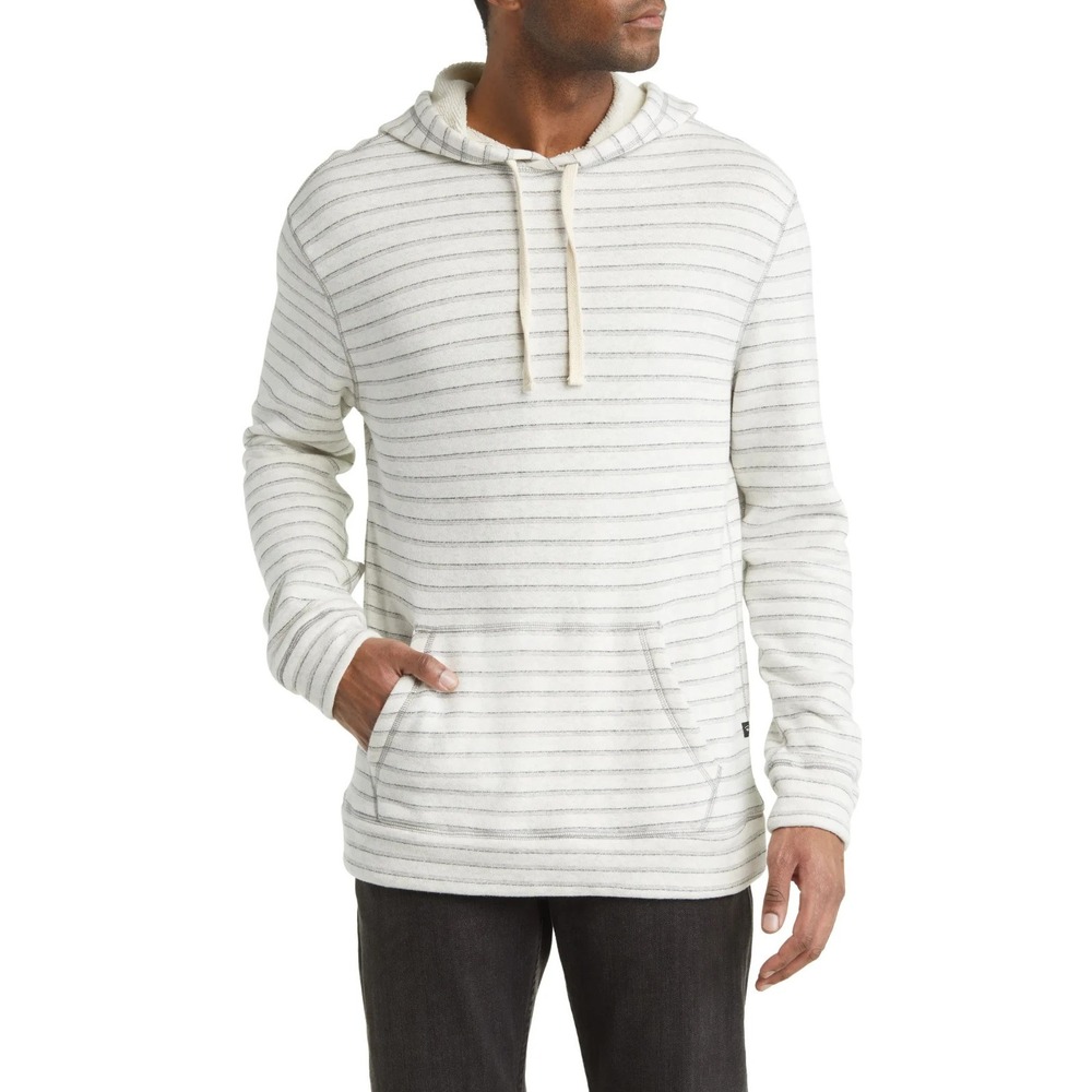 Rails Smith Stripe Cotton Hoodie Men XL Gray White Cotton Rhine Reflection Strip